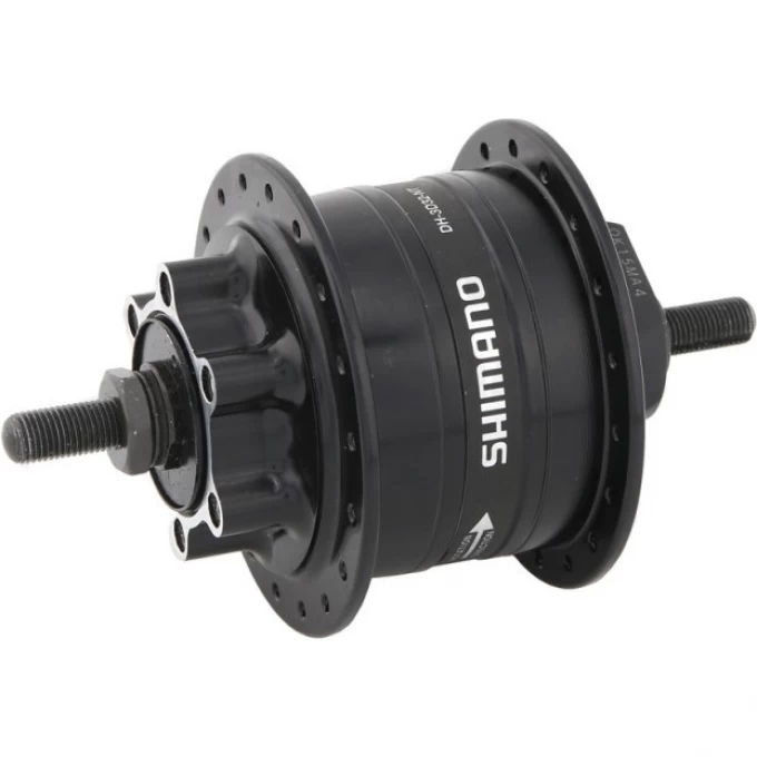 Втулка динамо SHIMANO 3D32, 36 отверстий, 6V-3W, под гайки, диск под 6 болтов с SM-DH10, черный EDH3D32DLG Втулка динамо SHIMANO 3D32, 36 отверстий, 6V-3W, под гайки, диск под 6 болтов с SM-DH10, черный EDH3D32DLG